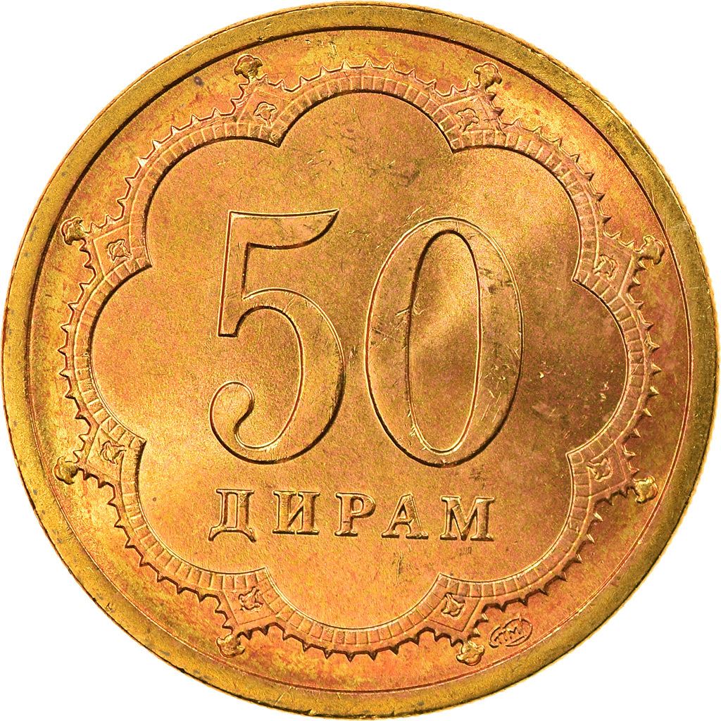 Tajikistan | 50 Diram Coin | Crown | Stars | Small Value | Km:6.1 | 2001