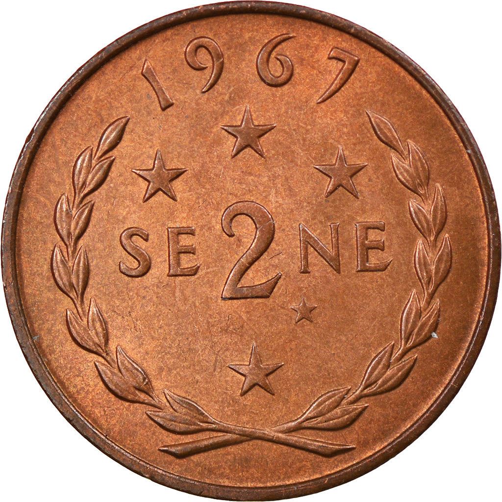 Samoa | 2 Sene Mynt | Malietoa Tanumafili II | Kors Stjärnbild | Km:2 | 1967