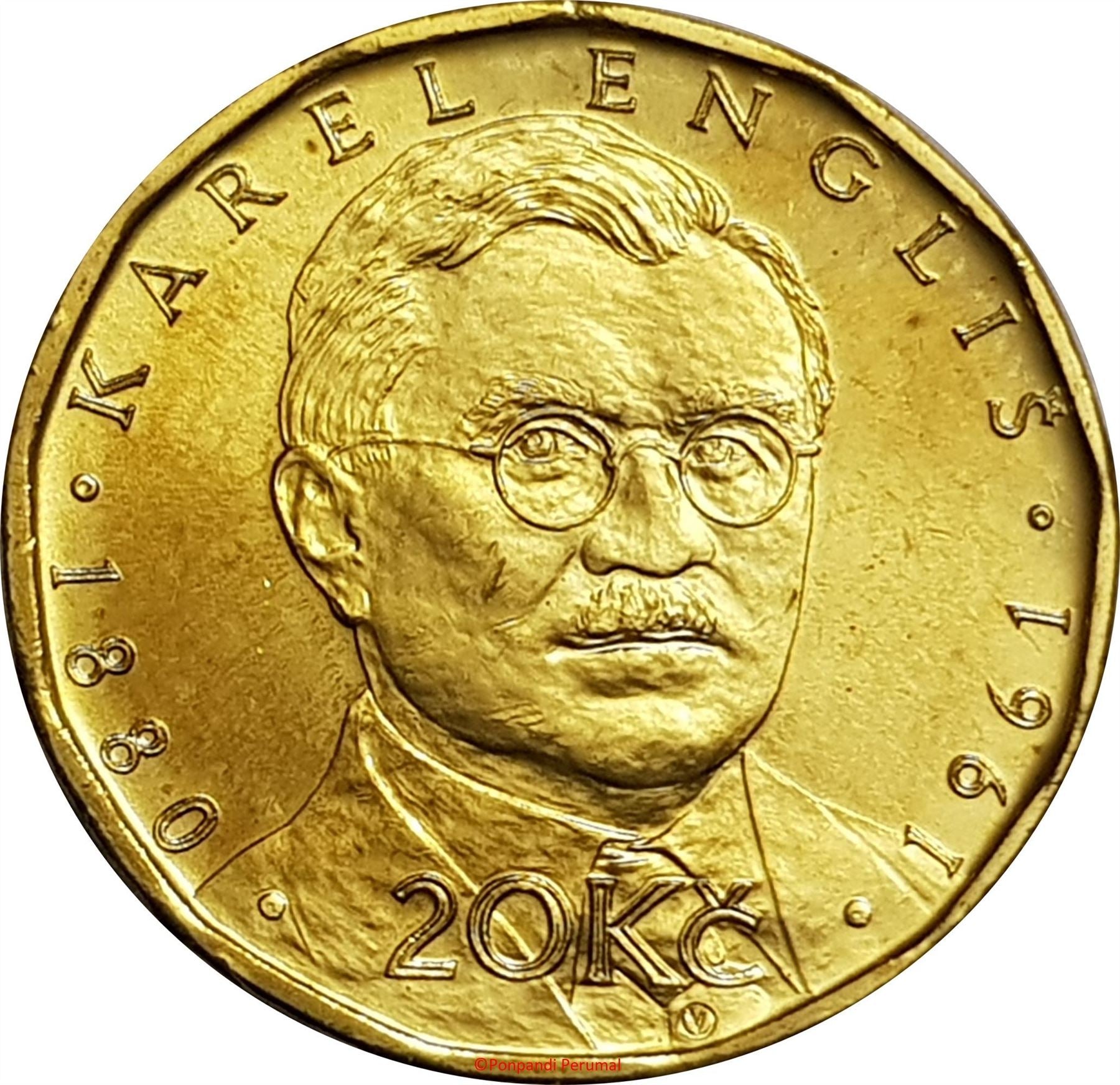 チェコ共和国 20コルナ硬貨 | カレル・エングリス | ライオン | 2019年
