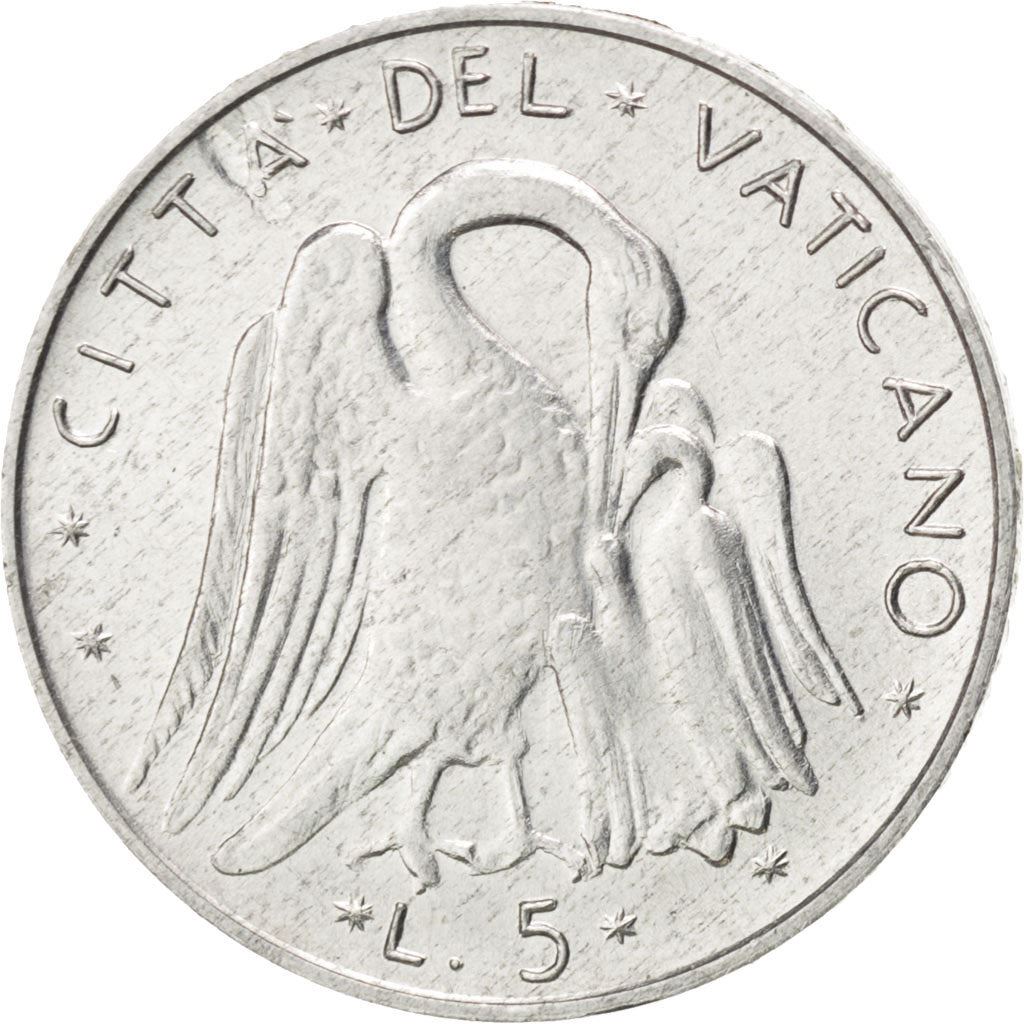 Vatican City | 5 Lire Coin | Pelican | Km:118 | 1970 - 1977