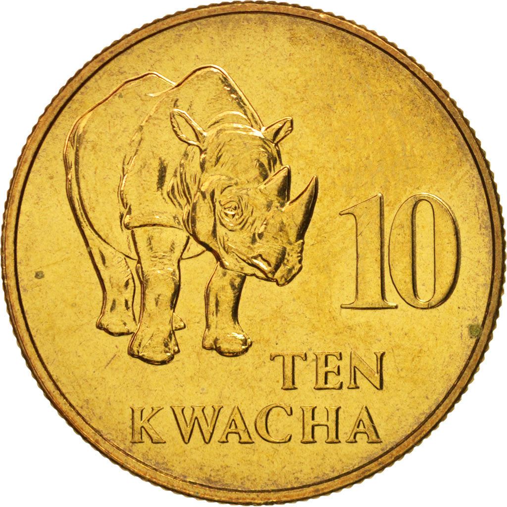 Zambia | 10 Kwacha Coin | Black rhinoceros | Km:32 | 1992