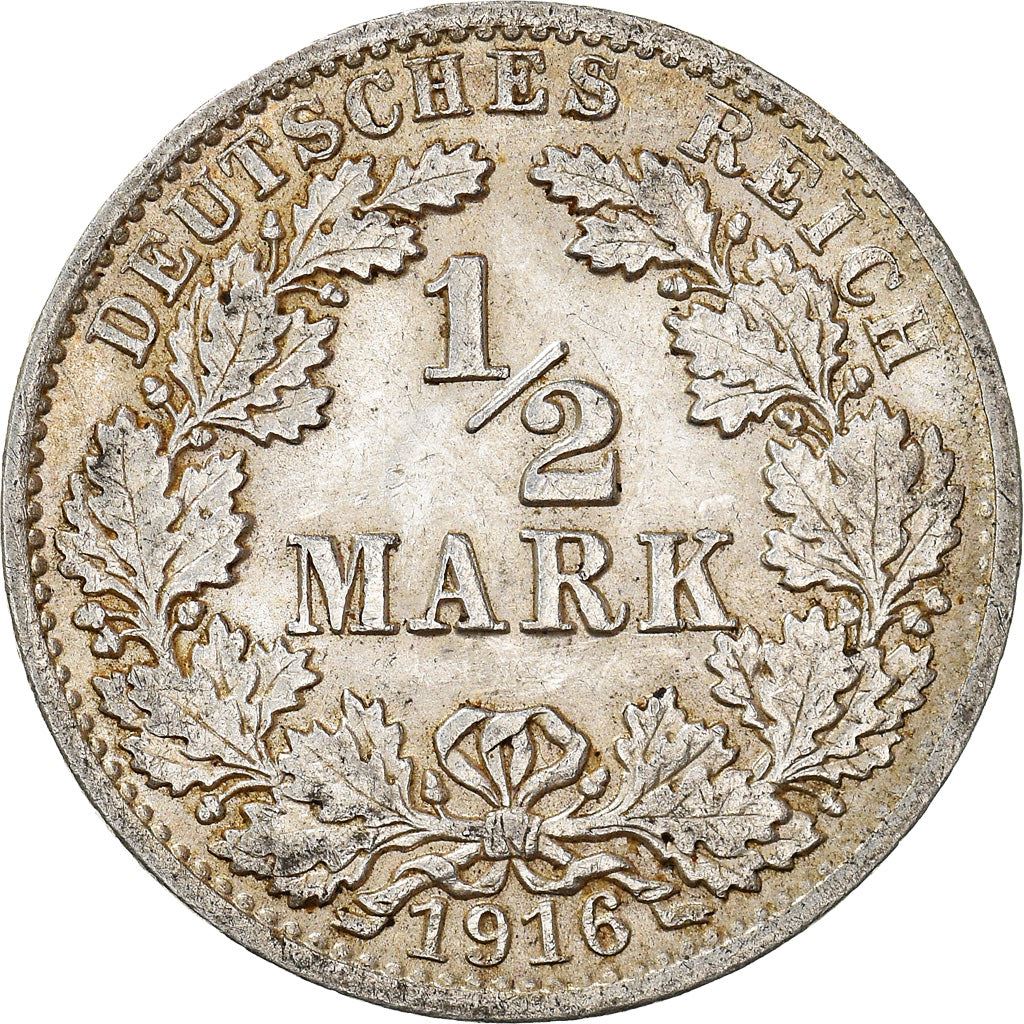 German Empire 1/2 Mark Coin | Deutsches Reich | Wilhelm II | Type 2 | KM17 | 1905 - 1919