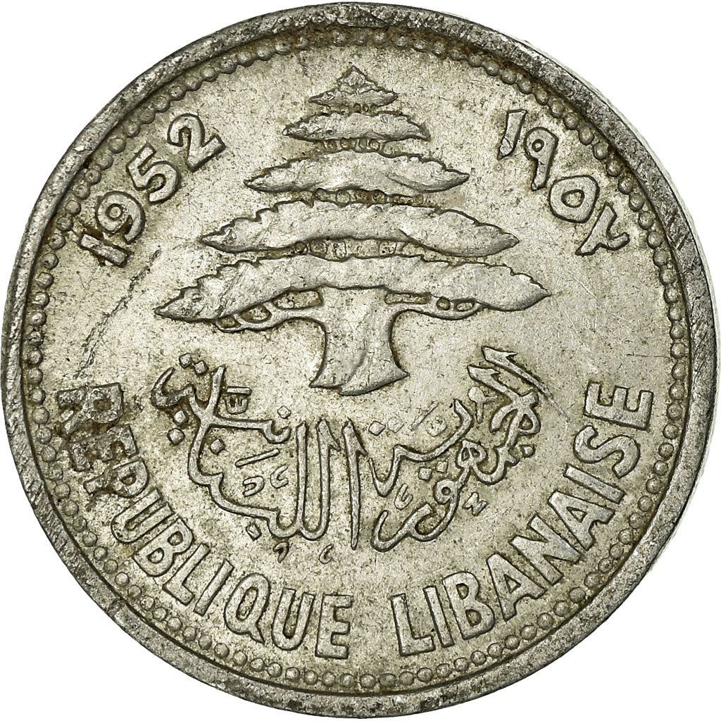 Moeda Líbano 5 Qirush | Cedro | Trirreme | KM14 | 1952