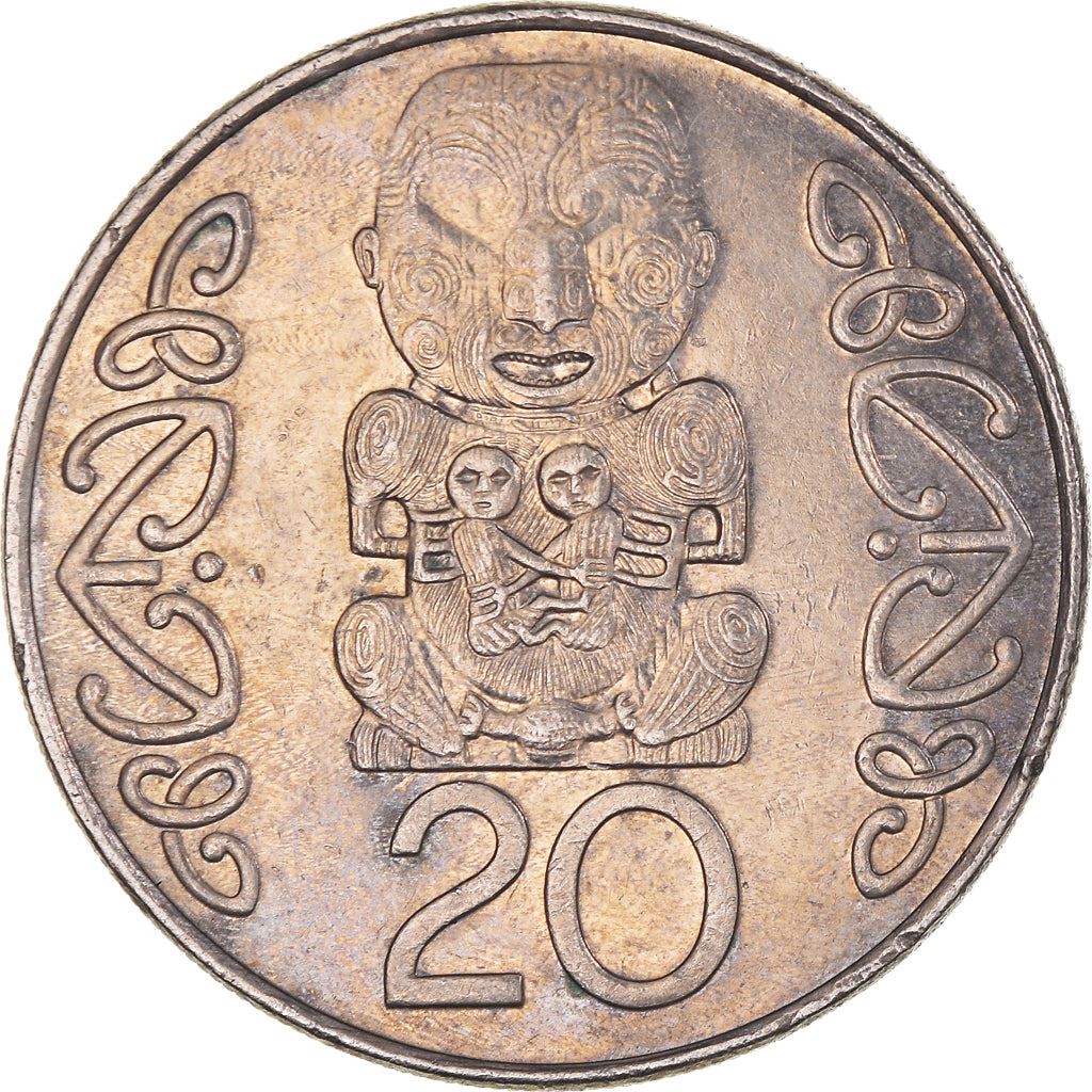New Zealander 20 Cents Coin | Queen Elizabeth II | Maori Carving | KM118 | 1999 - 2006