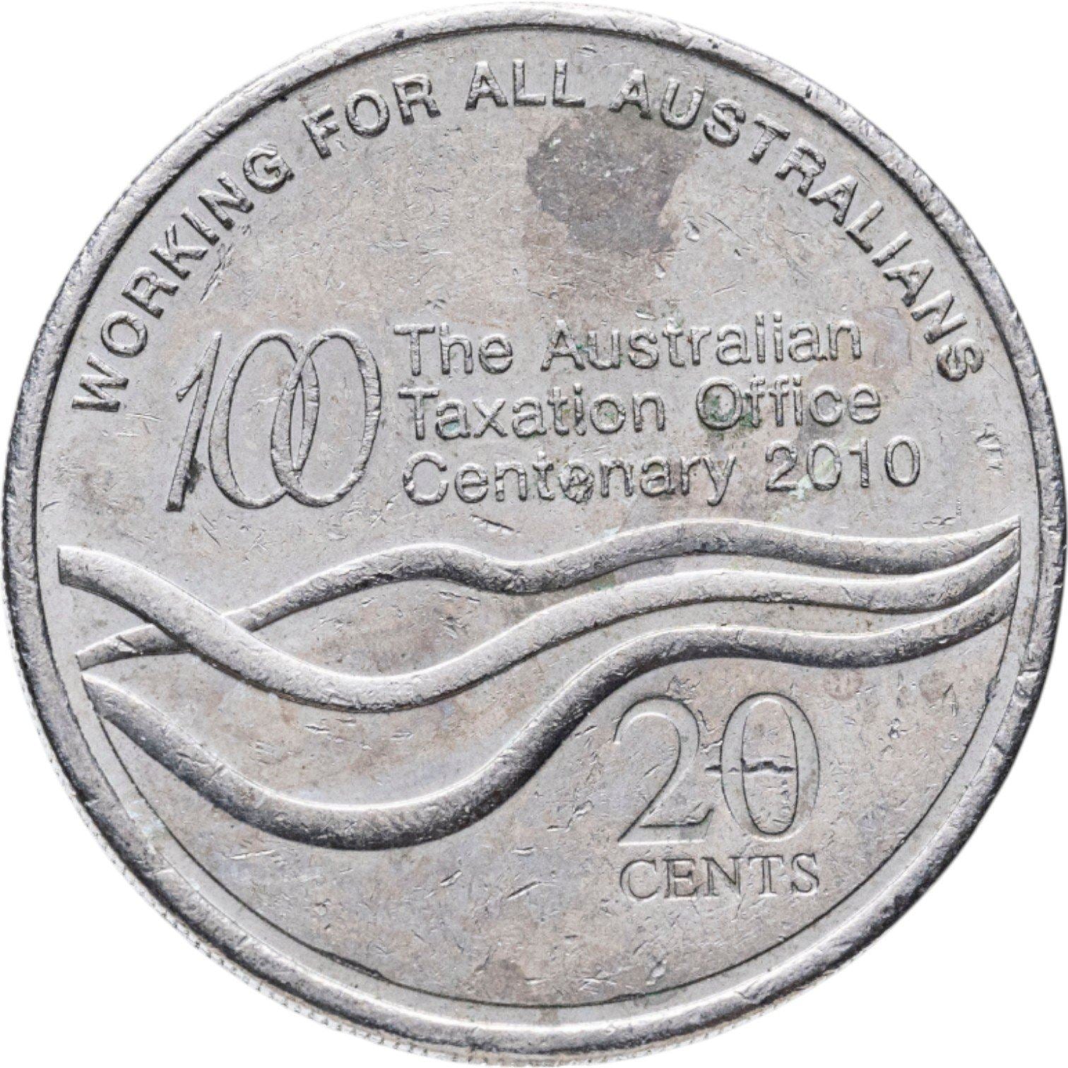 Australia | 20 Cents Coin | Anniversary of the Taxation Office | KM:1513 | 2010
