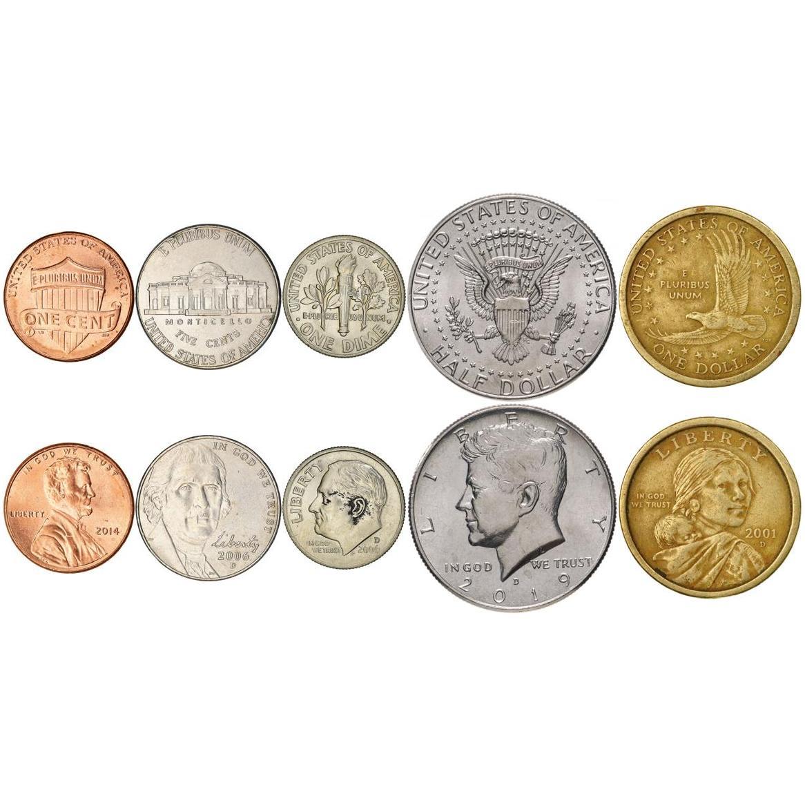United States | 5 Coin Set | 1 Cent 5 Cents 1 Dime 1/2 1 Dollar | 2000 - 2025