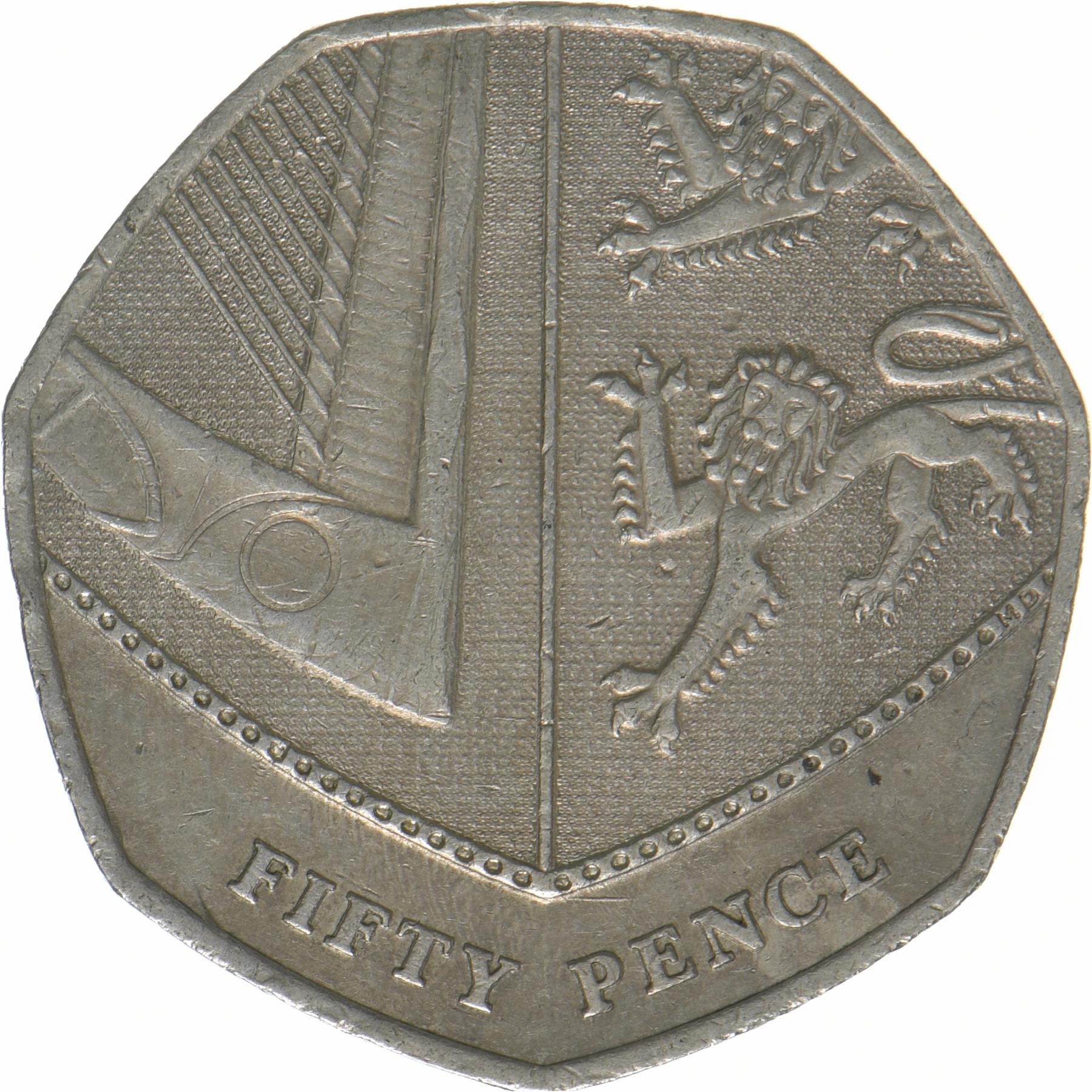 United Kingdom | 50 Pence Coin | Elizabeth II | KM:1337 | 2015 - 2022