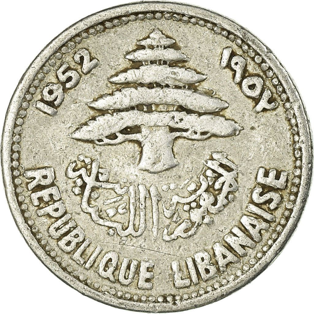 Moeda Líbano 5 Qirush | Cedro | Trirreme | KM14 | 1952