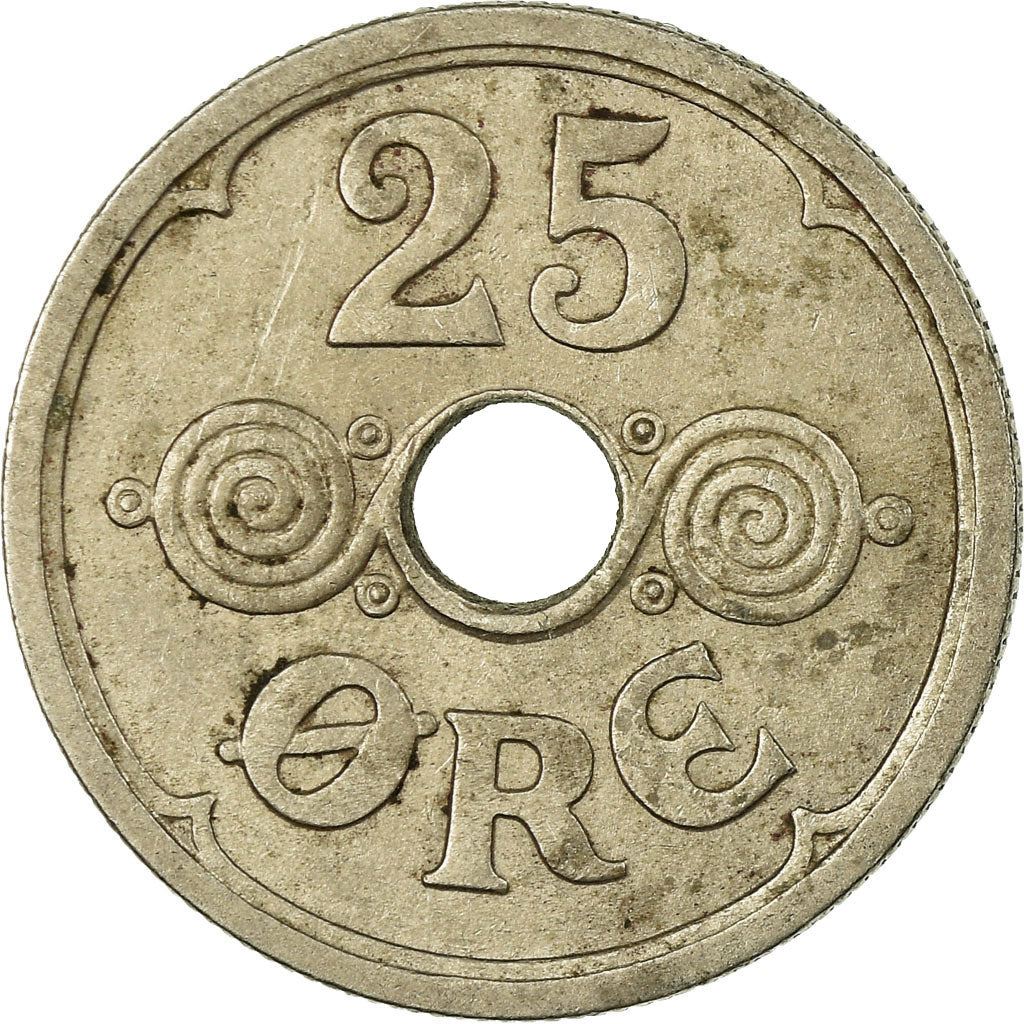 Denmark | 25 Ore Coin | Monogram | Km:823 | 1924 - 1947