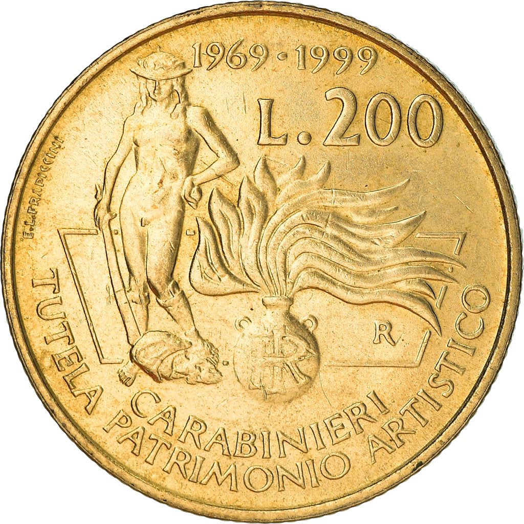 Italy | 200 Lire Coin | Carabinieri | Km:218 | 1999