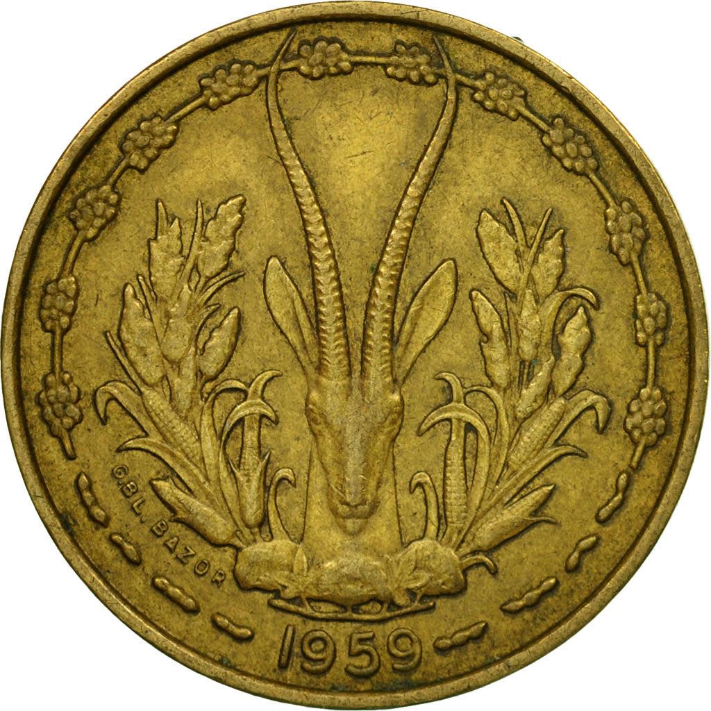 Western African States | 10 Francs Cfa Coin | Emblem of Central Bank | Gazelle | Km:1 | 1959 - 1964