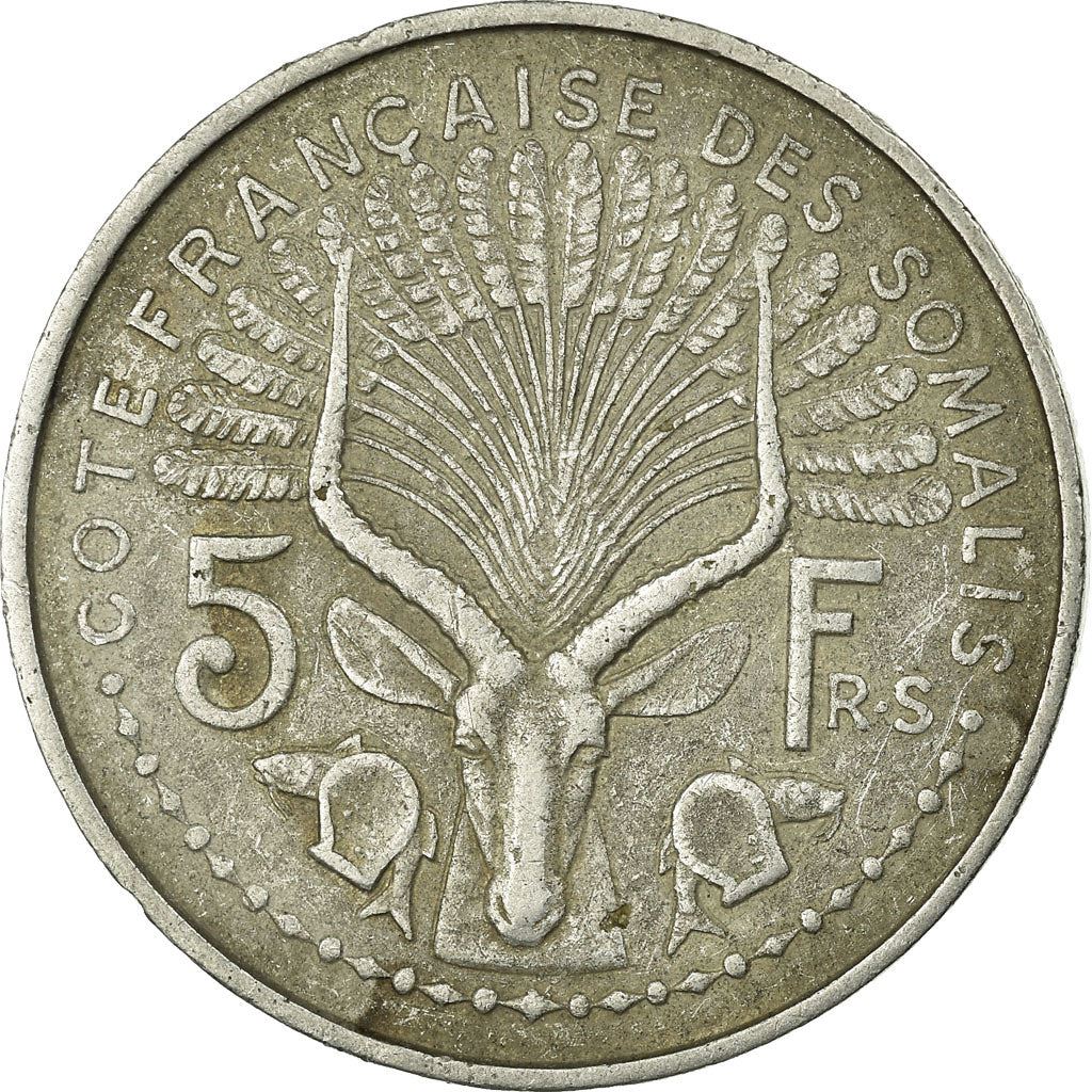 French Somaliland | 5 Francs Coin | Marianne | Waterbuck | Km:6 | 1948