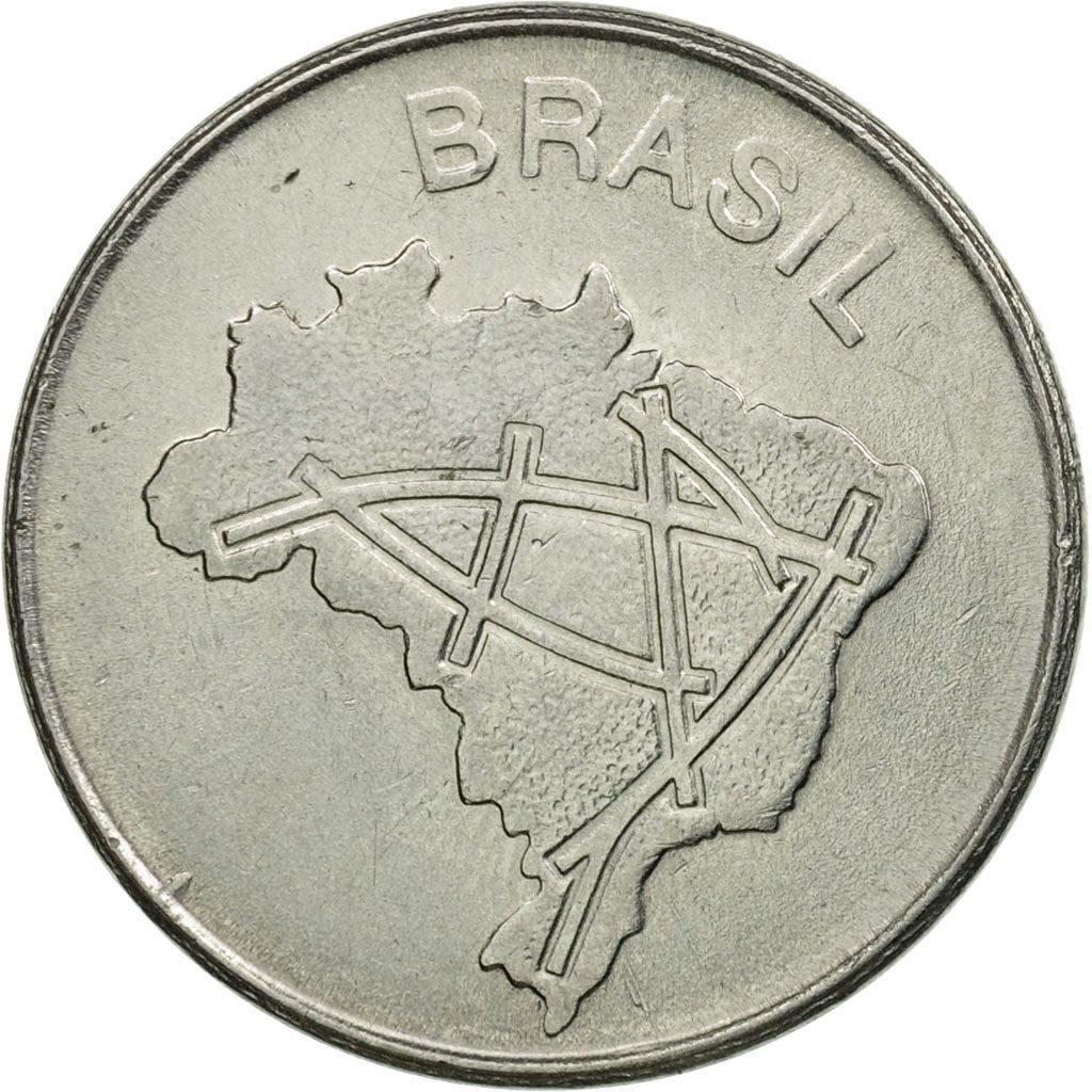 Brasiliansk 10 Cruzeiros Mønt | KM592.1 | Brasiliens hovedvejskort | 1980 - 1984