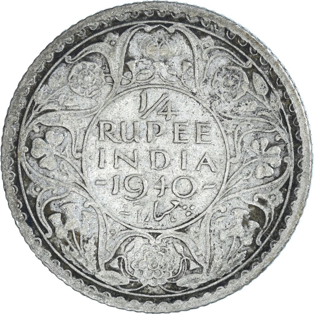 India - British | 1/4 Rupee Coin | King George VI | Km:545 | 1940