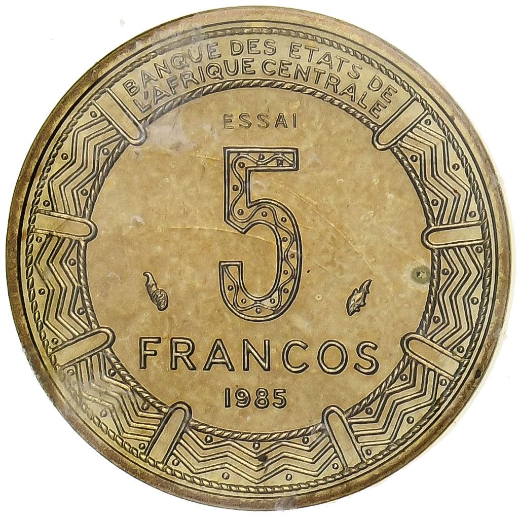 Equatorial Guinea | 5 Francos Cfa Coin | Giant Elands | Km:62 | 1985