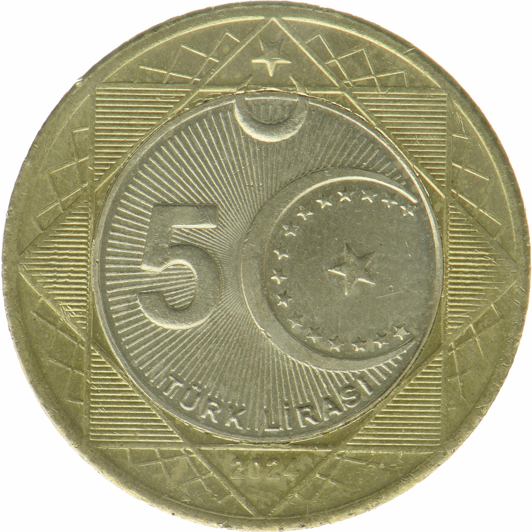 トルコ | 5リラ硬貨 | ムスタファ・ケマル・アタテュルク | 三日月
