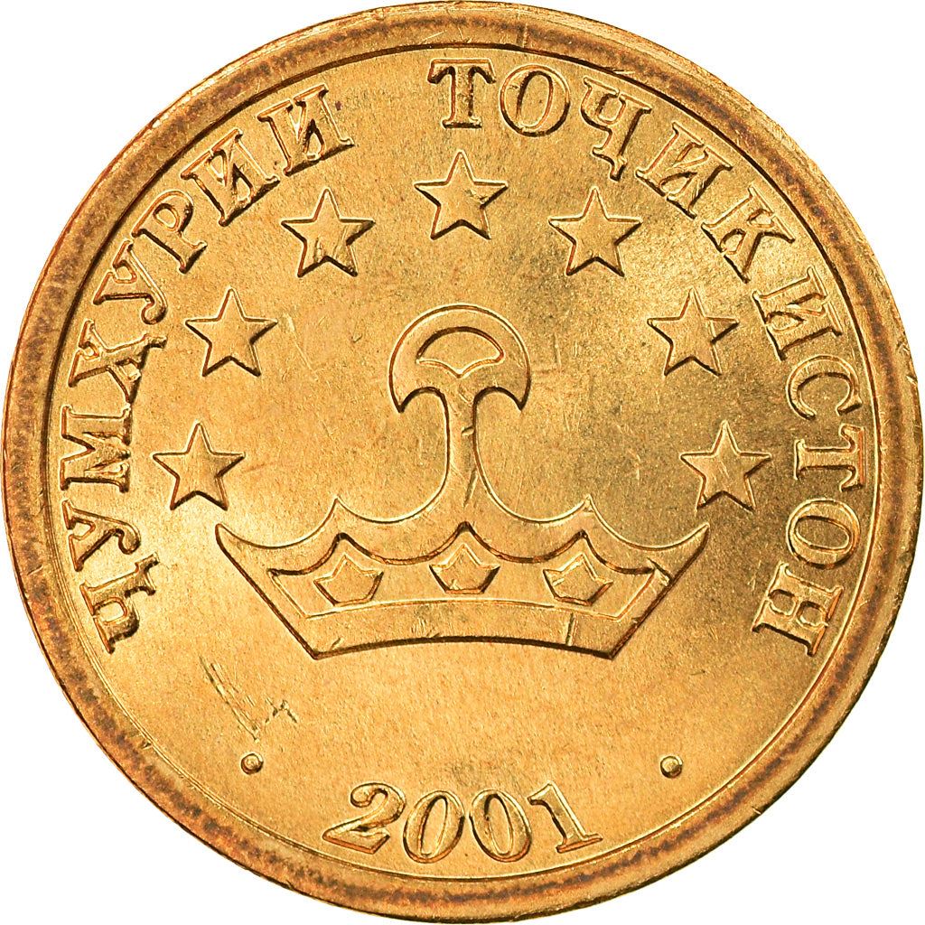 Tajikistan | 10 Diram Coin | Crown | Stars | Small Value | Km:3.1 | 2001