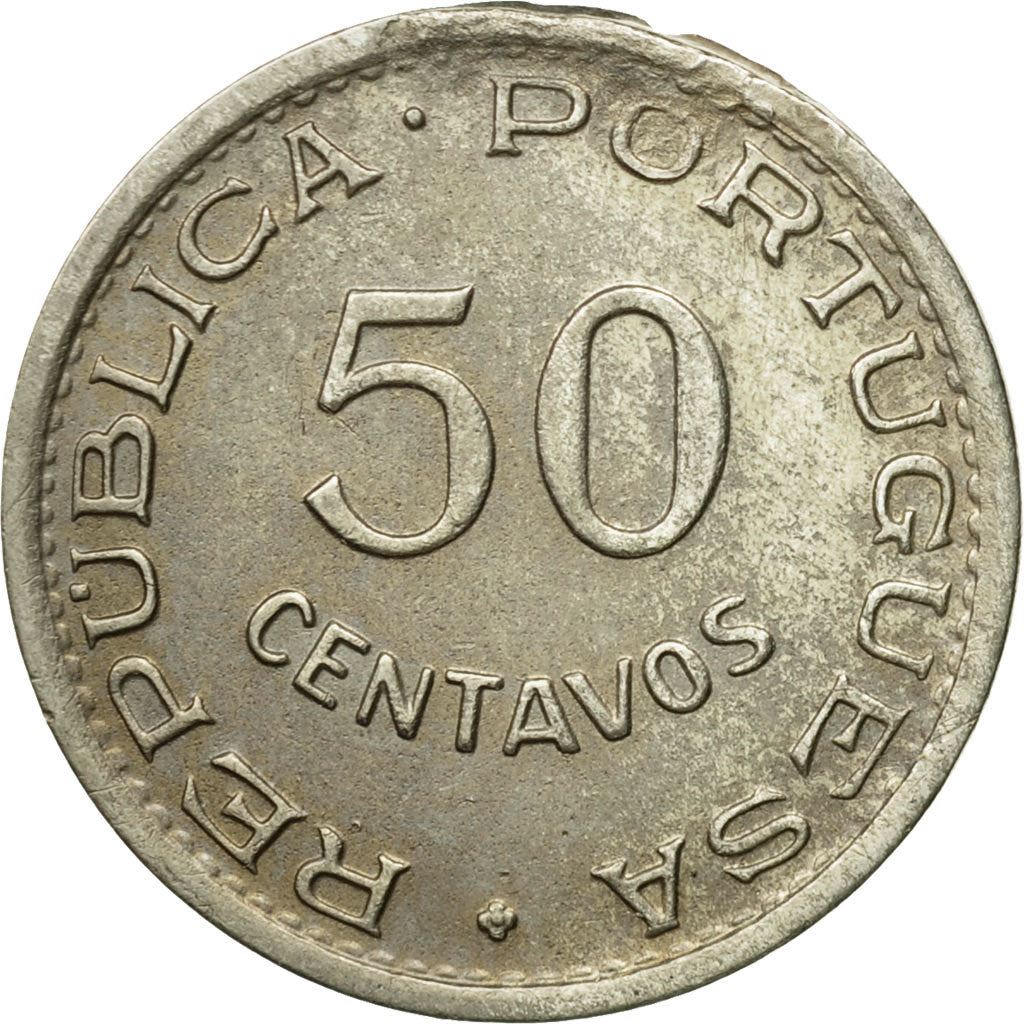 Angola | 50 Centavos Coin | Horse | Elephant | Shield | Km:72 | 1948 - 1950