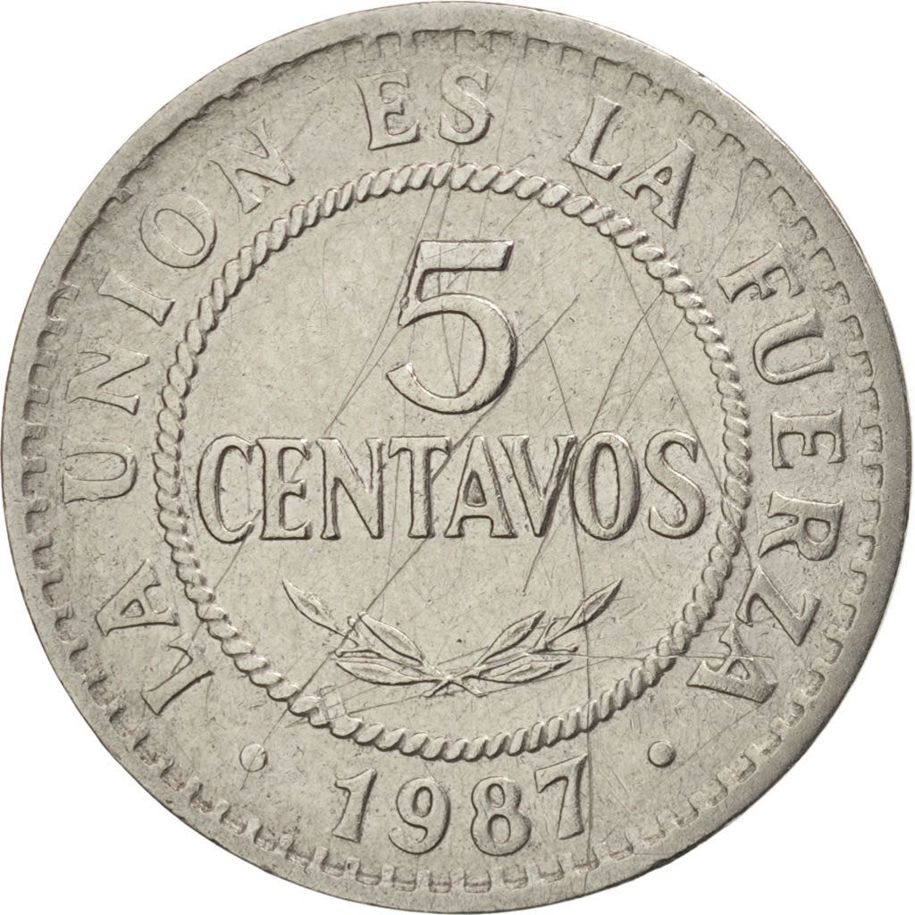 Bolivia | 5 Centavos Coin | Stainless Steel | Firearms | Bird | Km:201 | 1987