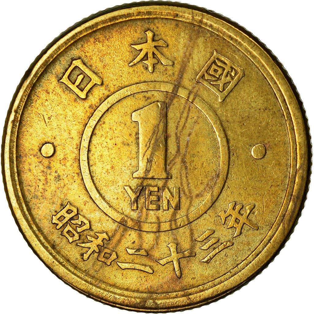 Japan | 1 Yen Coin | Orange Blossom Wreath | Y:70, Jnda:01-11 | 1948 - 1950