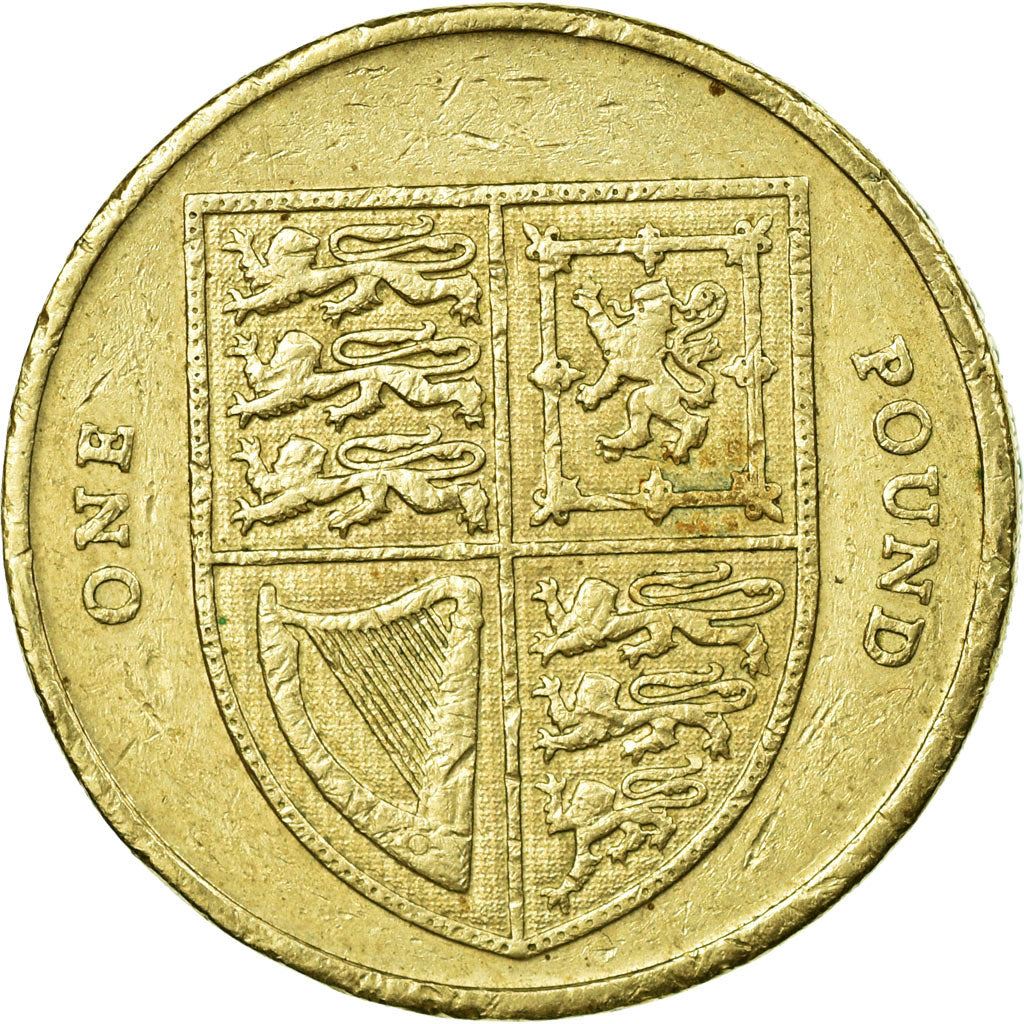 Moneta del Regno Unito 1 Sterlina | Ritratto di Elisabetta II 4° | Scudo Reale | 2008 - 2015