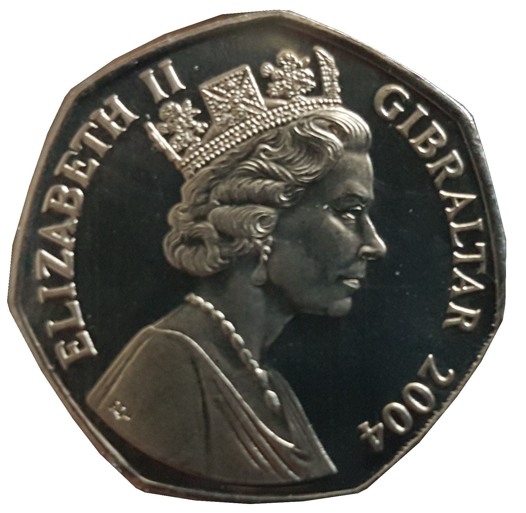 Gibraltar | 50 Pence Coin | Queen Elizabeth II | Royal Marines | KM1142 | 2004