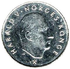 Norway 5 Kroner Coin | Harald V Type 1 | KM437 | 1992 - 1994