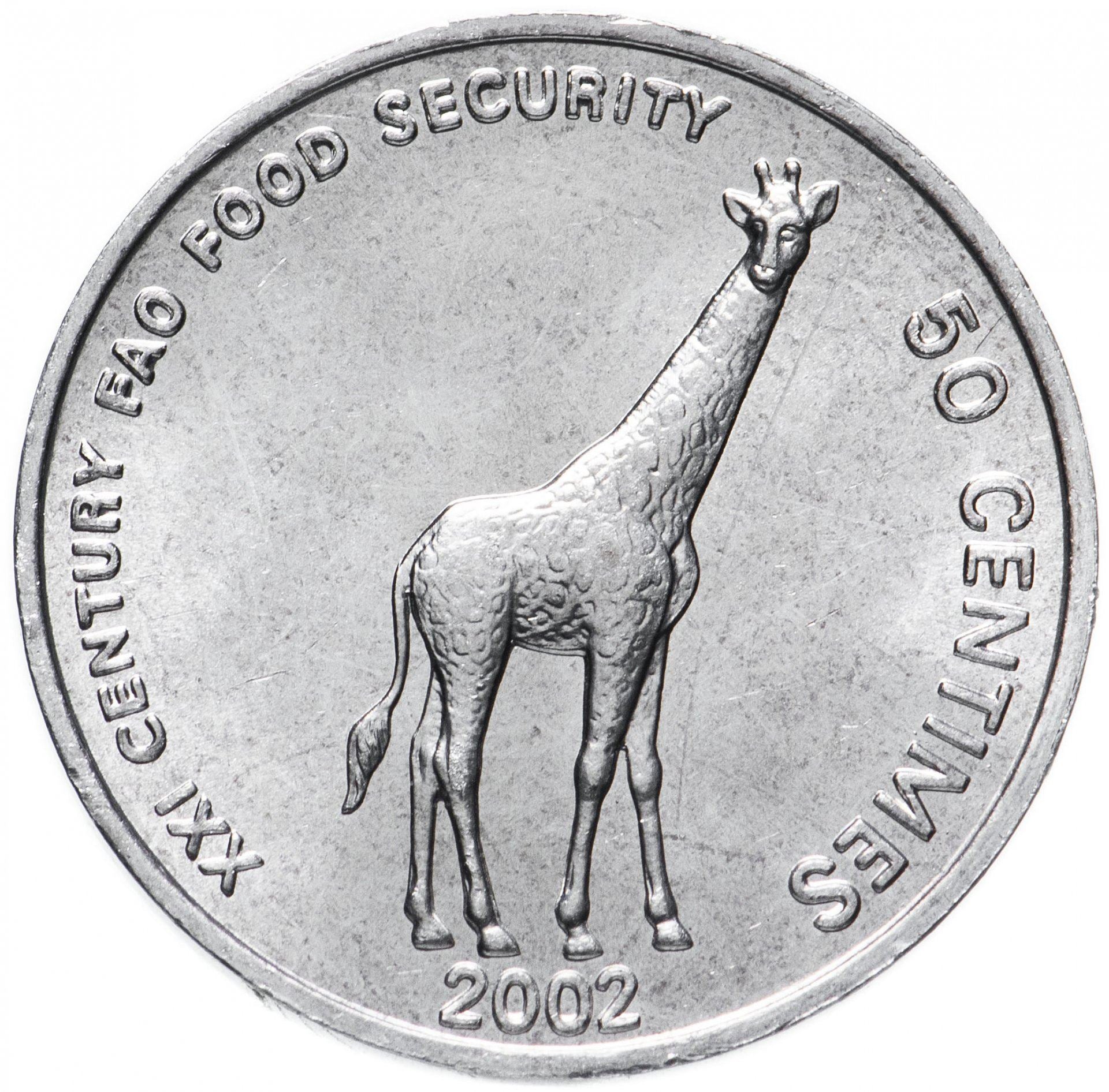 Democratic Republic of the Congo | 50 Centimes Coin | Giraffe | KM:78 | 2002