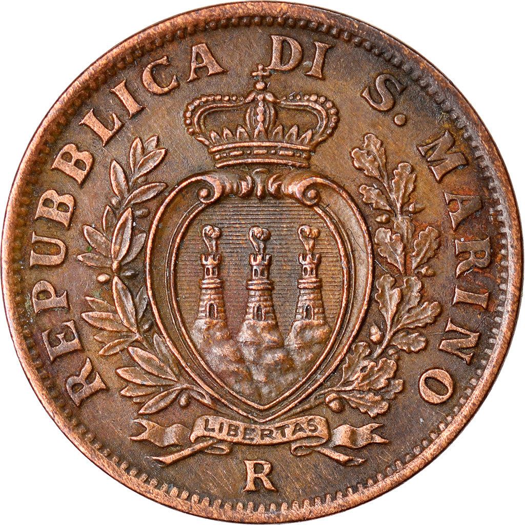 San Marino | 5 Centesimi Coin | Bronze | Castle or fortification | KM:12 | 1935-1938