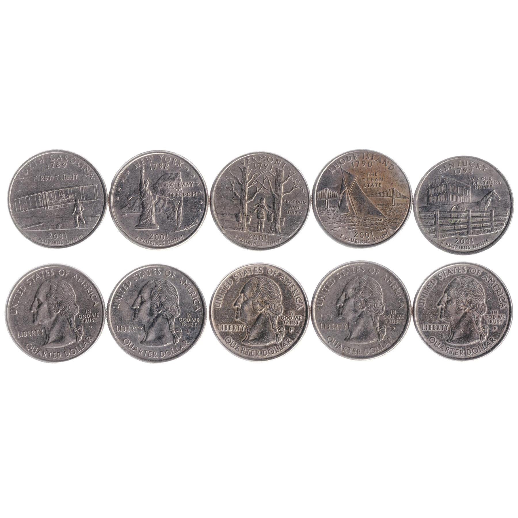 United States | 5 Coin Set | 1/4 Dollar | 2001