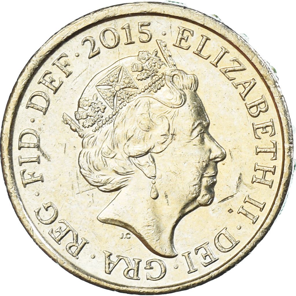 United Kingdom 1 Pound Coin | Elizabeth II 5th portrait | Royal Arms | 2015