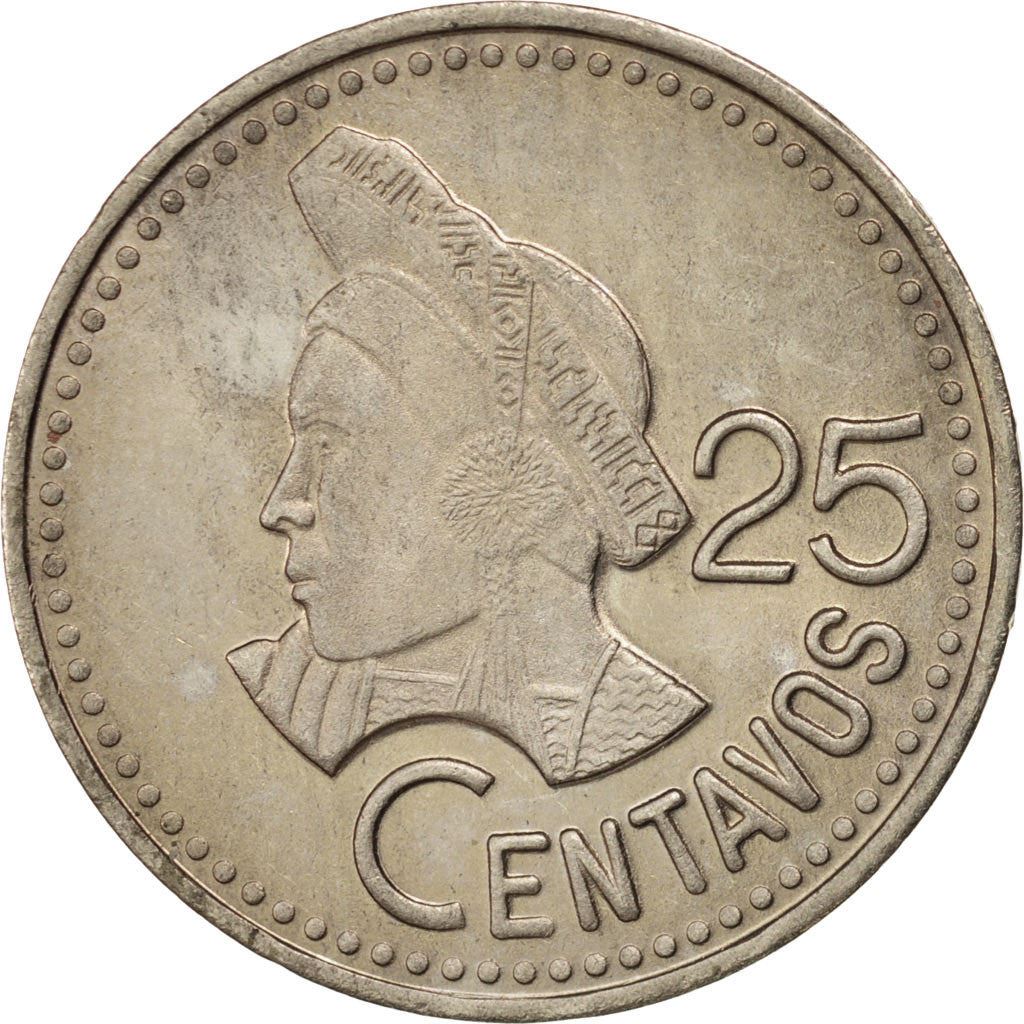 Gvatemala | 25 centų moneta | Vietinis portretas | Km:278 | 1977 - 2000