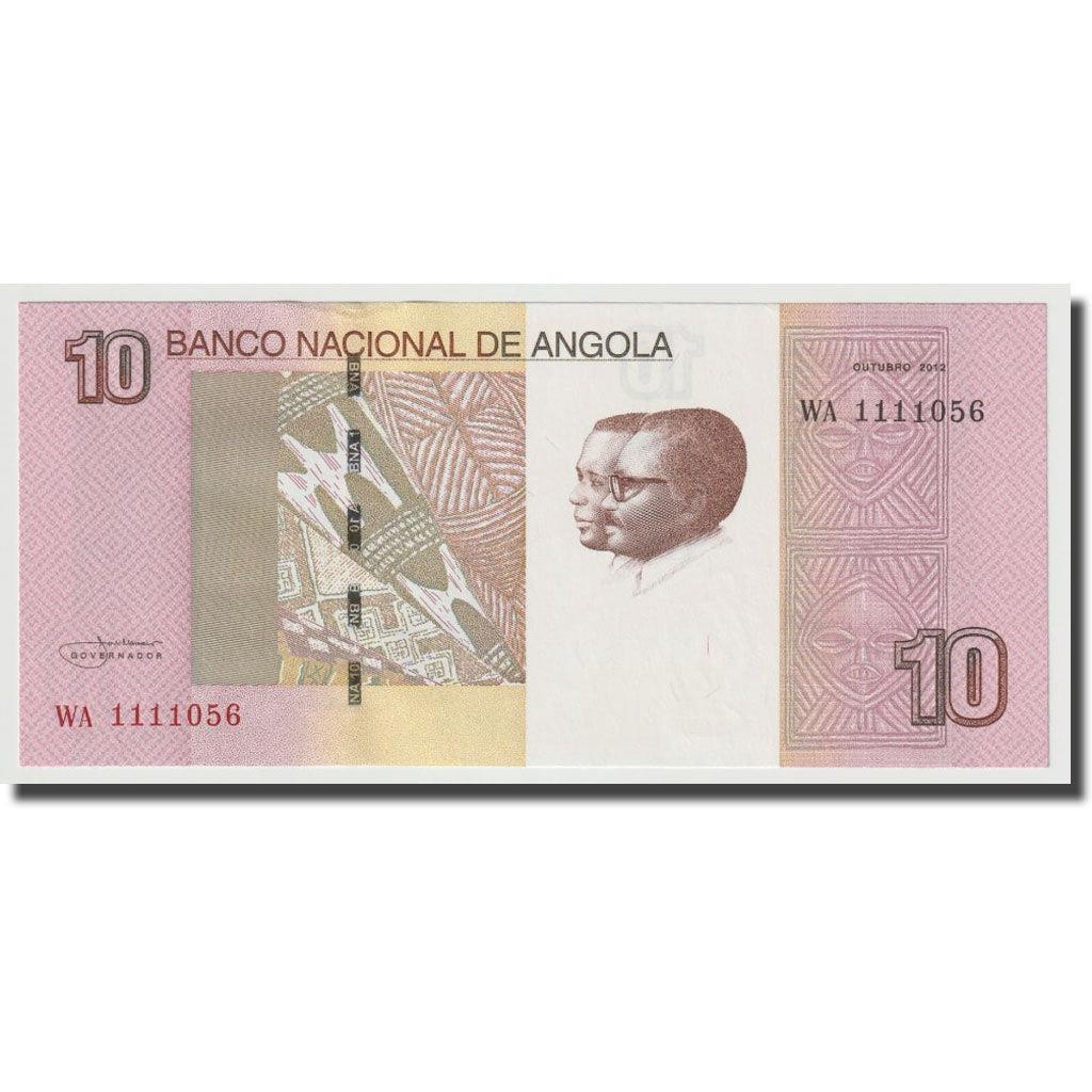Angola | 10 Kwanzas Banknote | 2012 | José Eduardo dos Santos | António Agostinho Neto | Luena Waterfall