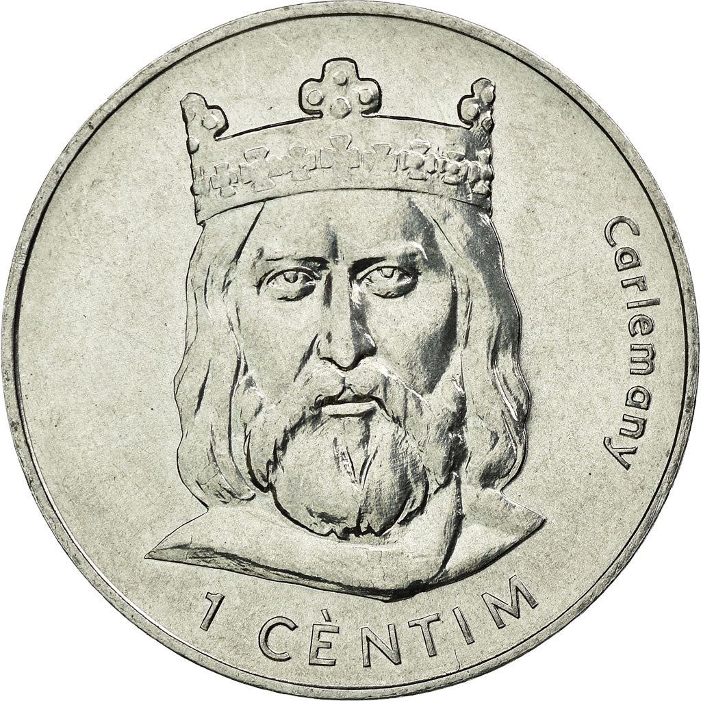 Andorra | 1 Centim Coin | Charlemagne | Km:176 | 2002