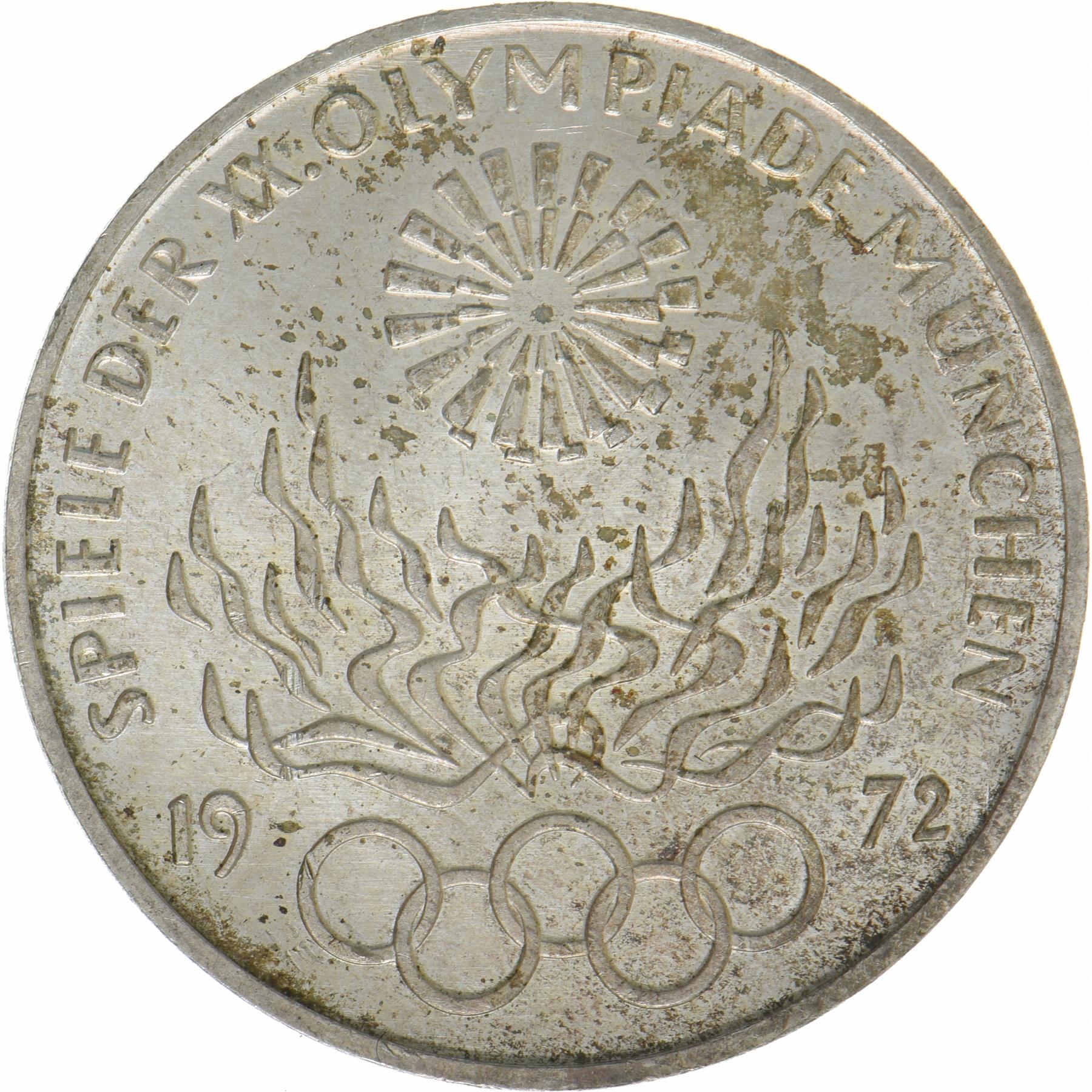 République fédérale d'Allemagne | Pièce de 10 Deutsche Mark | Jeux olympiques | KM:135 | 1972