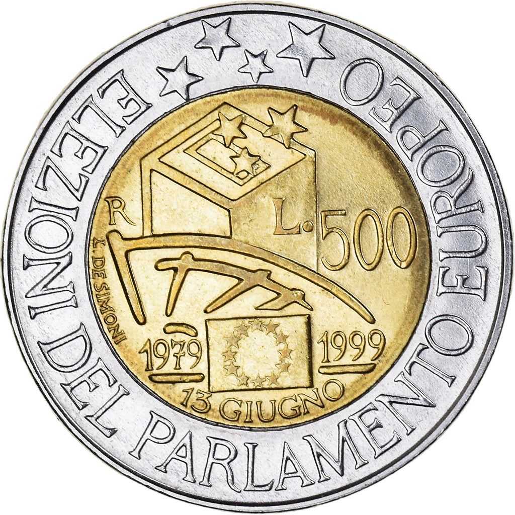 Italy | 500 Lire Coin | Parliament Elections | Km:203 | 1999