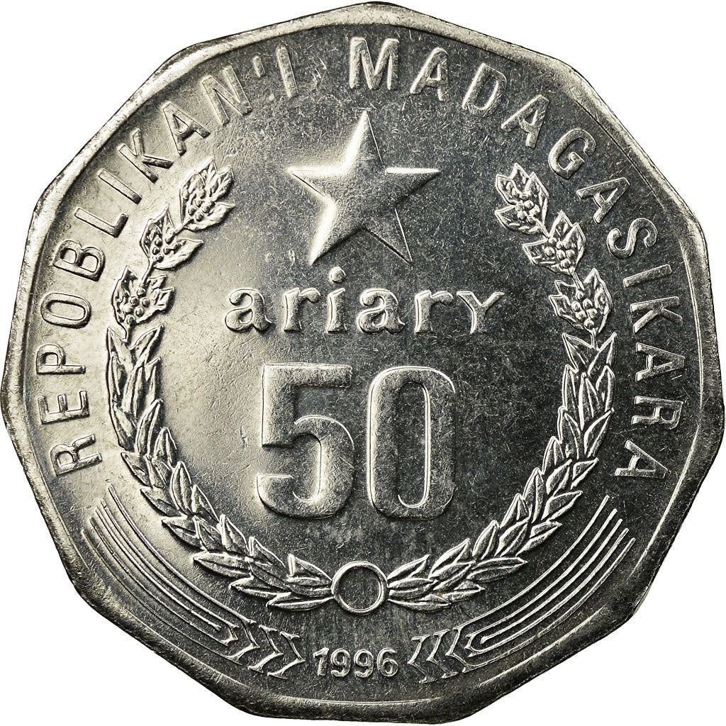 Madagascar | 50 Ariary Coin | Star | Baobab | Km:25.1 | 1996