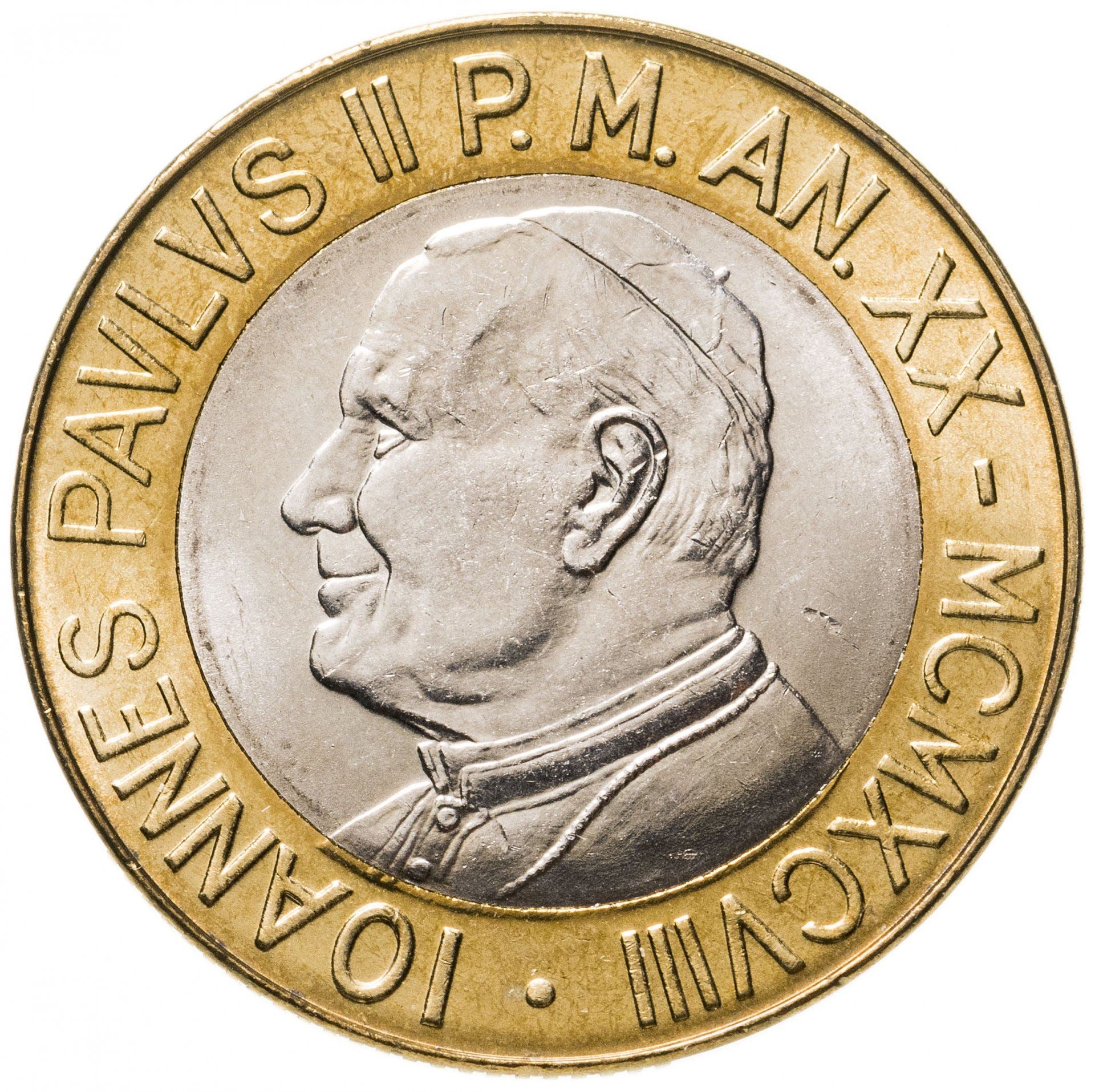Vatican City | 1000 Lire Coin | John Paul II | Km:299 | 1998