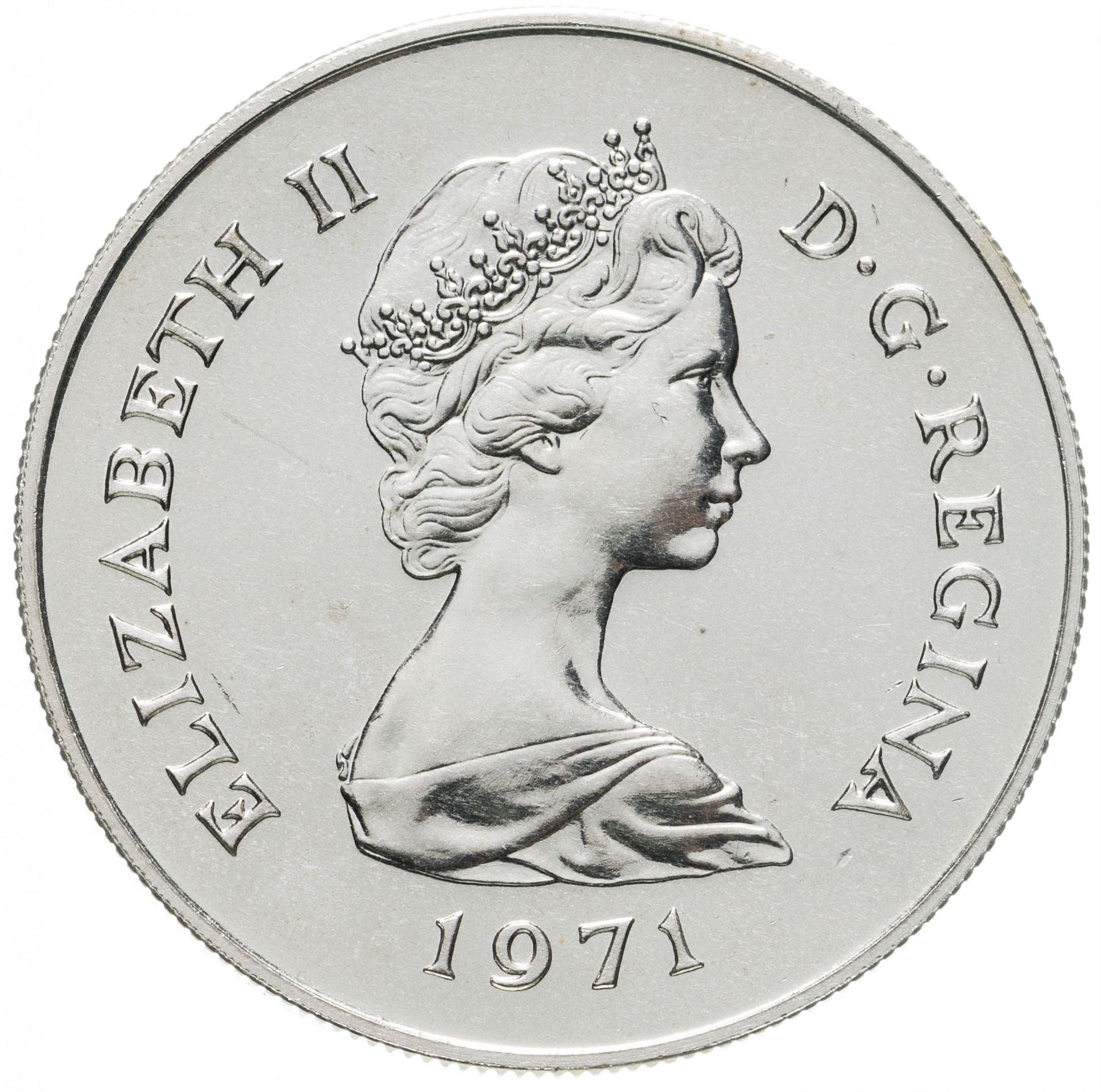 Gibraltar 25 New Pence Coin | Queen Elizabeth II | KM5 | 1971