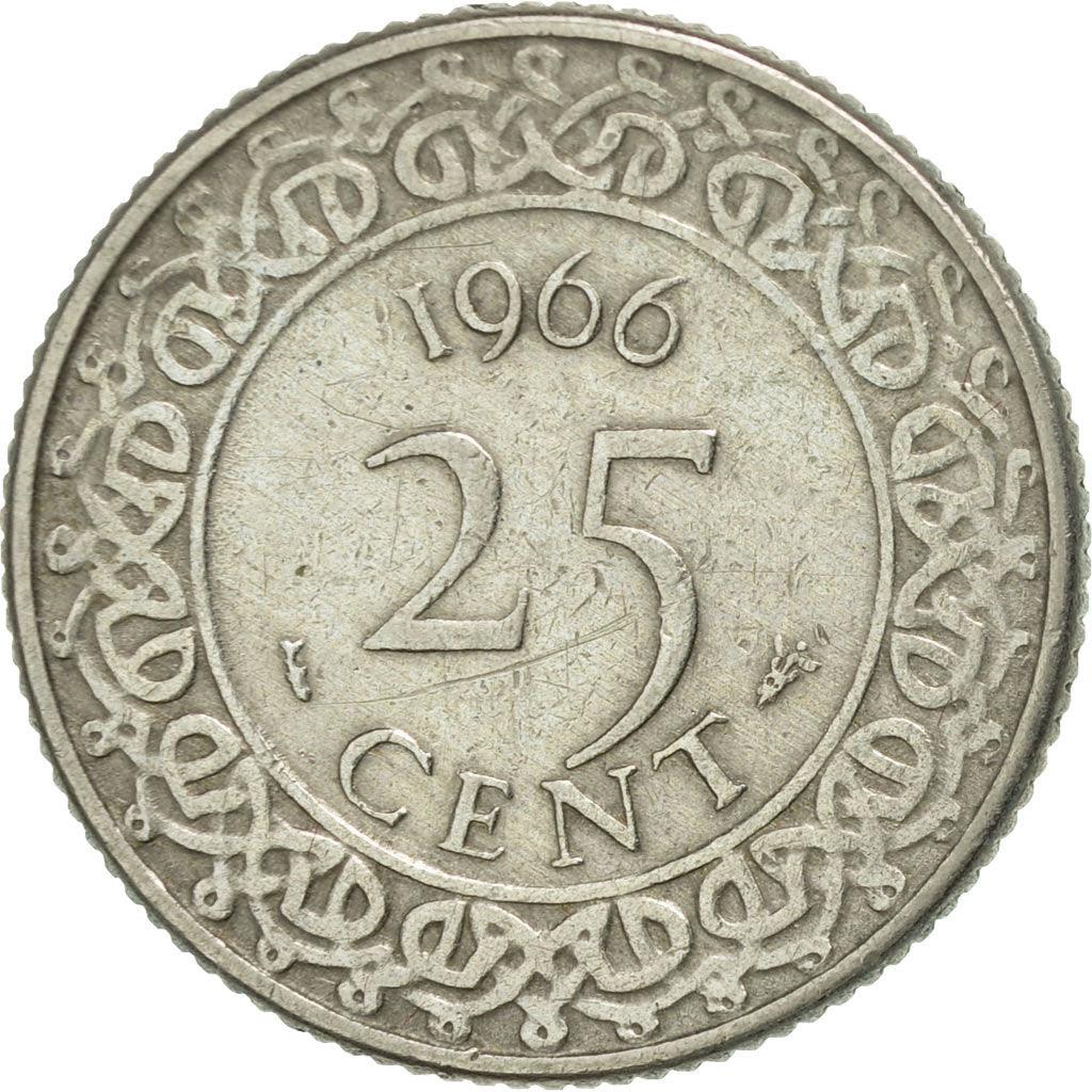 Suriname | 25 Cents Coin | Natives | Wreath | Km:14 | 1962 - 1986