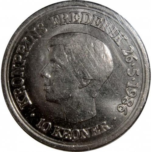 Denmark | 10 Kroner Coin | Frederik | KM:865 | 1986