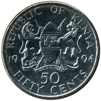 Kenya 50 Cents Coin | KM19a | 1994