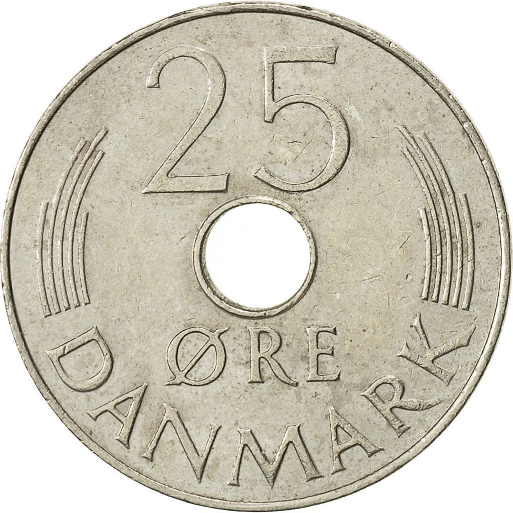 Denmark | 25 Ore Coin | Monogram | Km:861 | 1973 - 1988