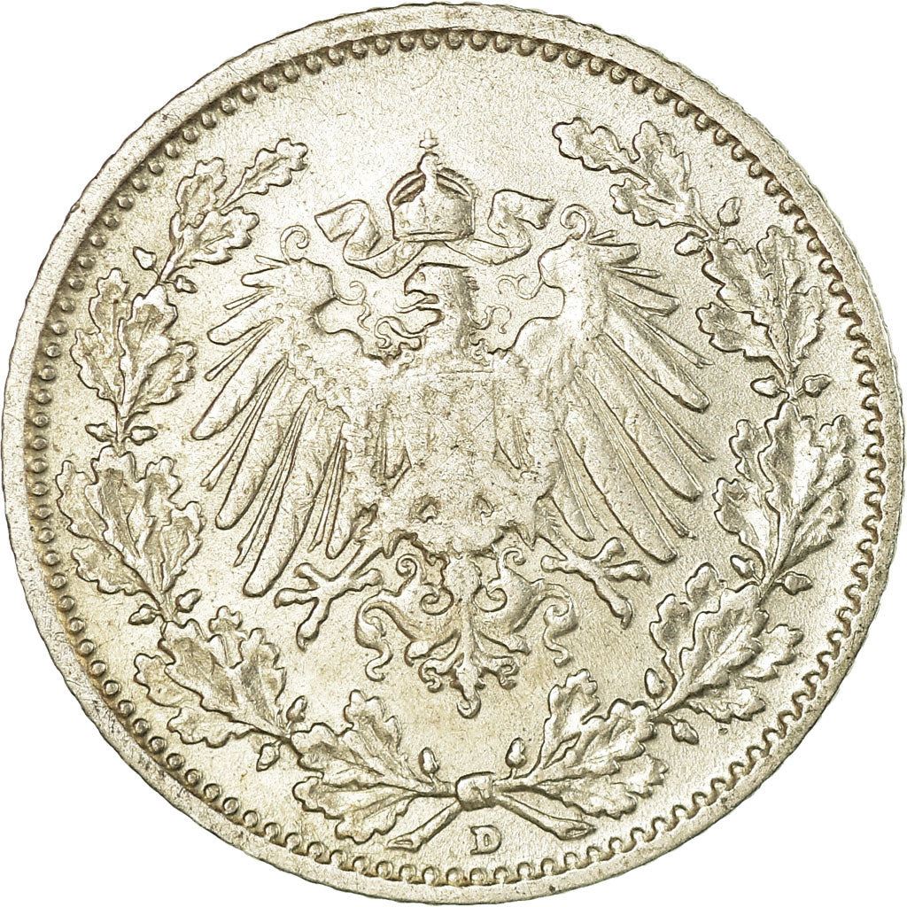 German Empire 1/2 Mark Coin | Deutsches Reich | Wilhelm II | Type 2 | KM17 | 1905 - 1919