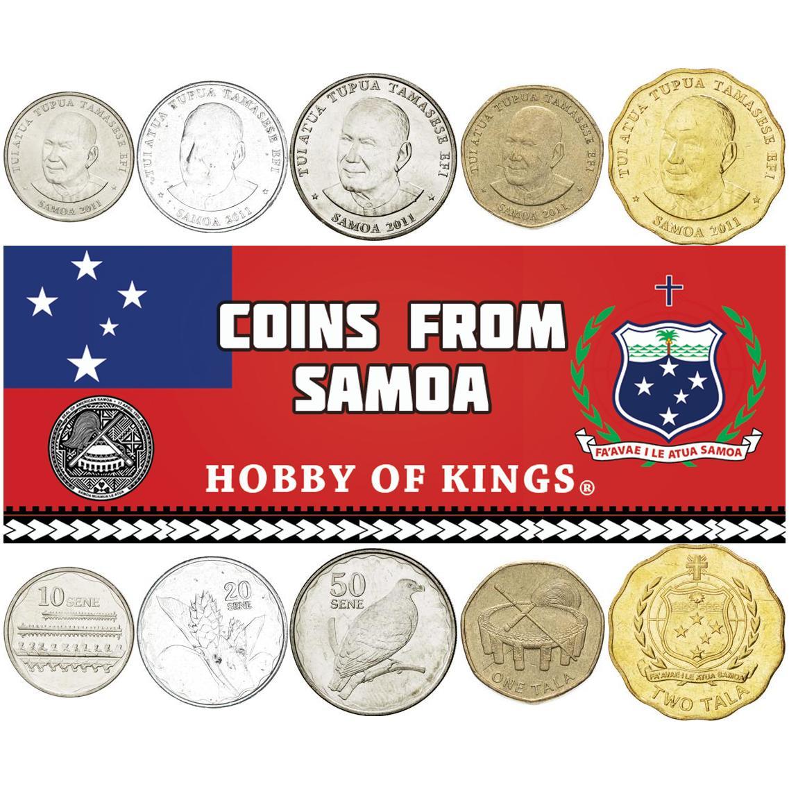 Samoa | 5 myntset | 10 20 50 Sene 1 2 Tala | 2011 - 2015