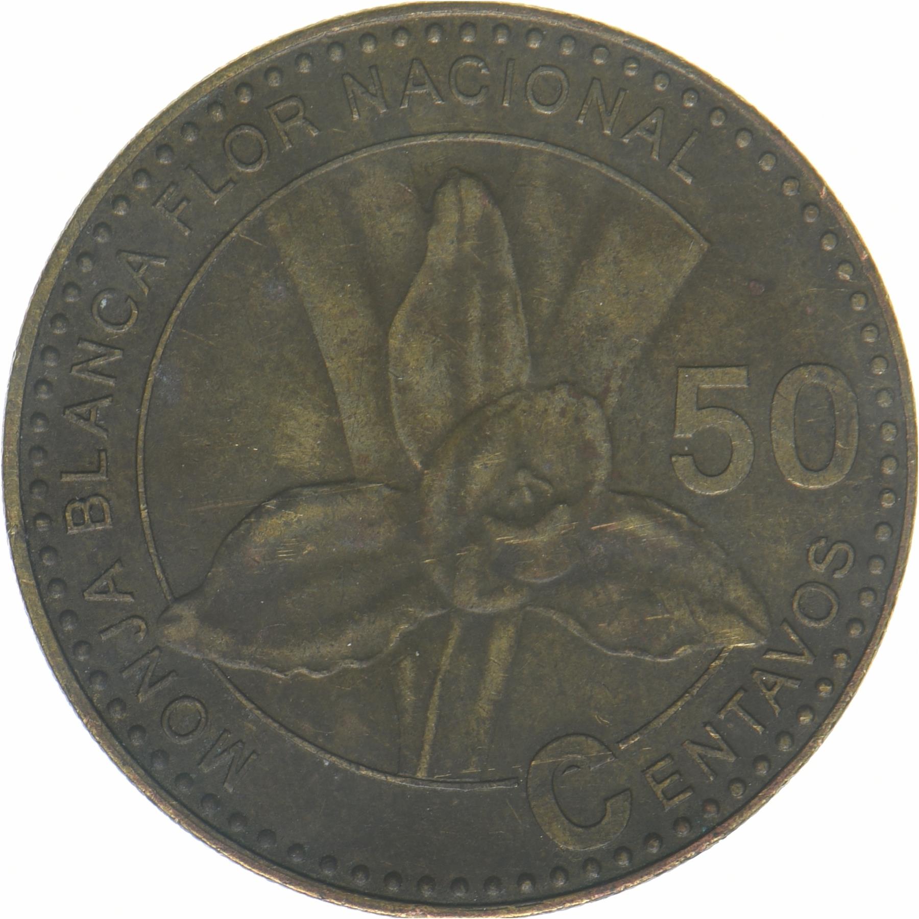 Guatemala | 50 Centavos Coin | Orchid | KM:283a | 2012 - 2024