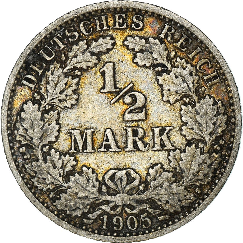 German Empire 1/2 Mark Coin | Deutsches Reich | Wilhelm II | Type 2 | KM17 | 1905 - 1919
