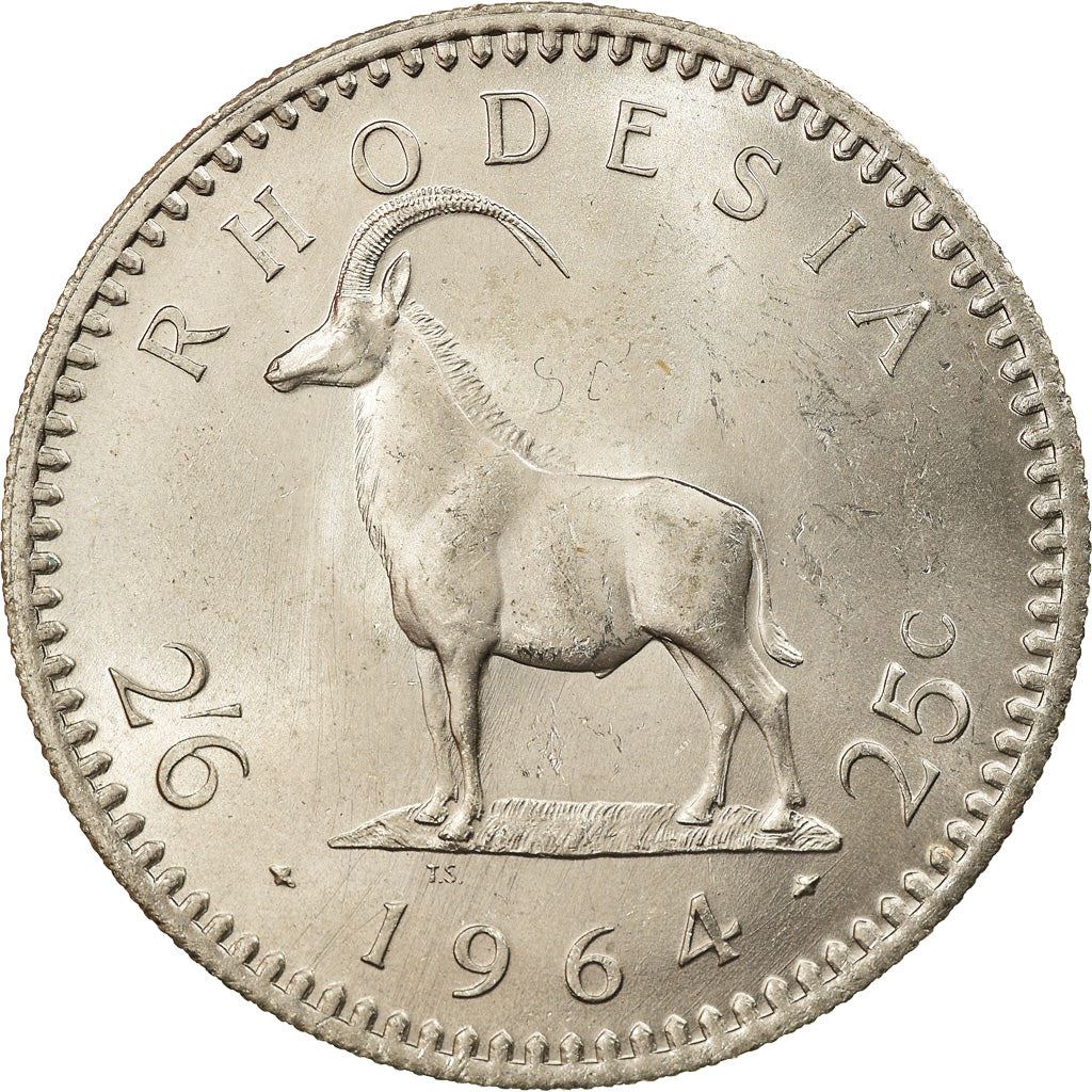 Rhodesia | 2.5 Shillings / 25 Cents Coin | Elizabeth II | Antelope | Km:4 | 1964