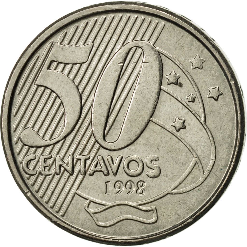 Brésil 50 Centavos Rio Branco ; pièce en cuivre-nickel KM651 1998 - 2001