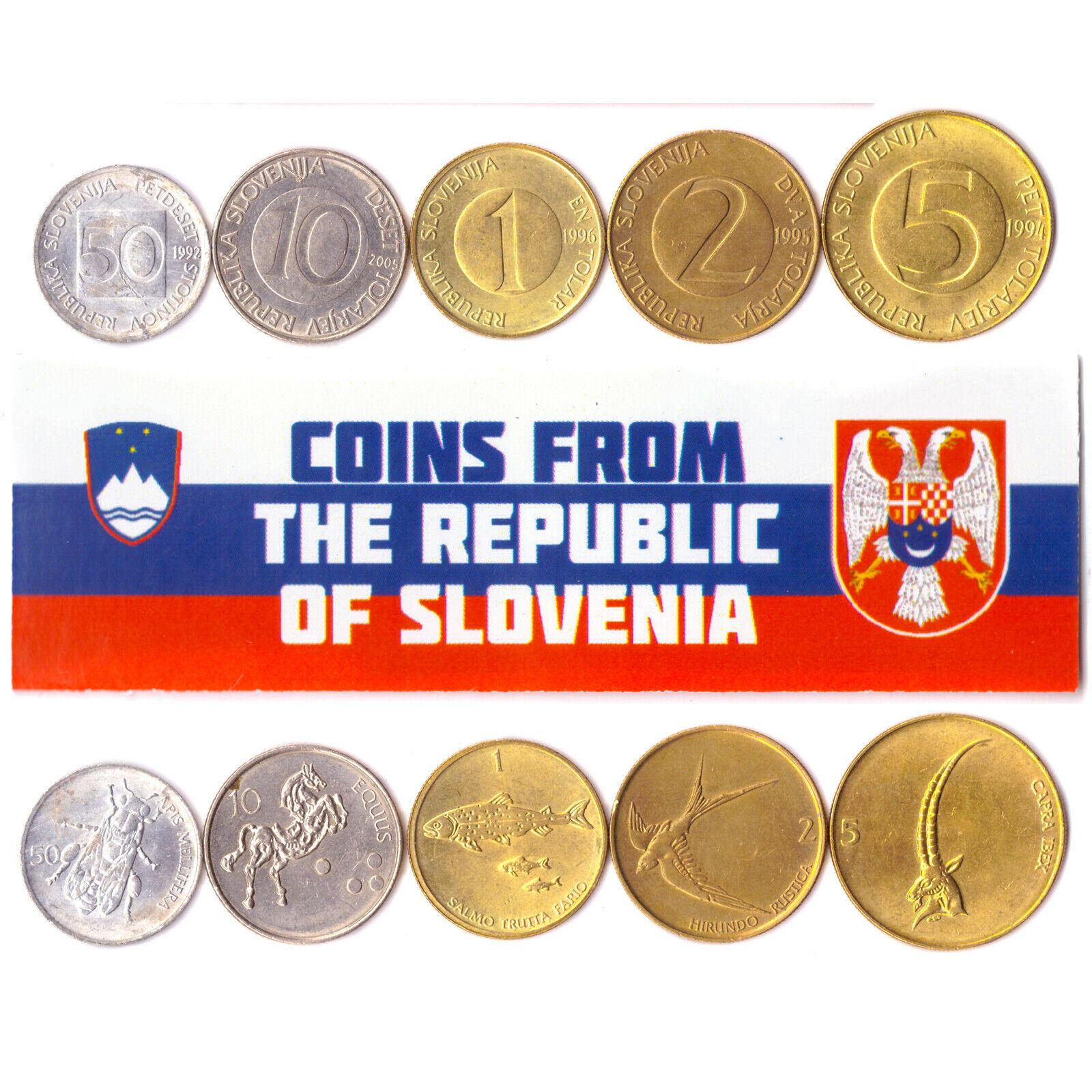 5 Mixed Coins From Slovenia | 50 Stotinov - 5 Tolarjev | 1992 - 2006